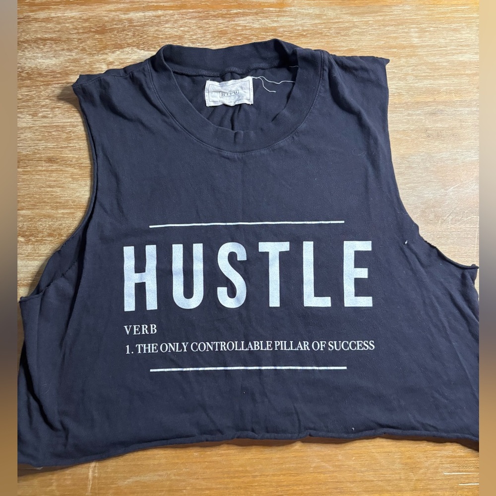 HTFU Black Hustle Graphic Tank Top- Cropped Women’s size S